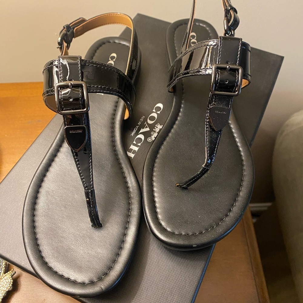 Coach Glossy Black Women's Sandals